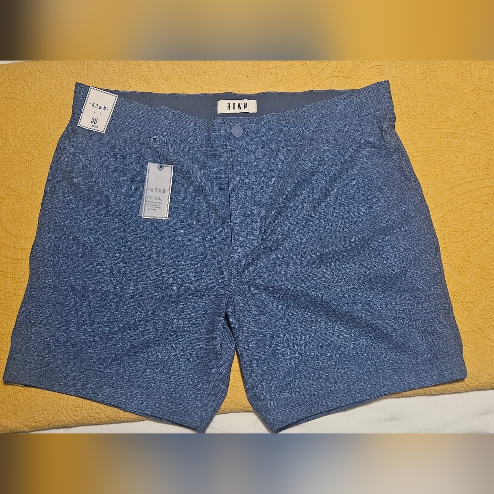 NWT Rowm‎ Mens 7" Inseam Size 38 Blue Stretch Shorts